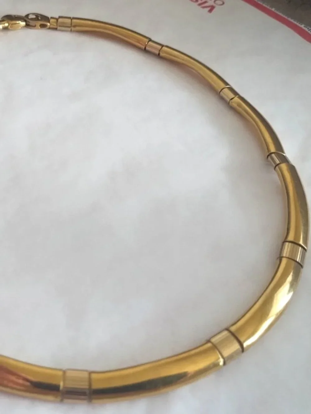 Vintage 18K Yellow Gold Custom-Made Domed Curved Link Collar Necklace 48.6 Grams